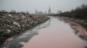 Бетонный завод окрасил реку под Хабаровском в розовый цвет