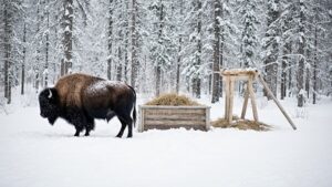 Управляемая популяция: бизонам в парке «Синяя» обеспечат зимнюю подкормку